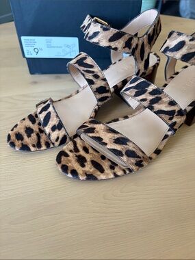 J. Crew Leopard Print Strappy Block Heel Sandals - 9.5